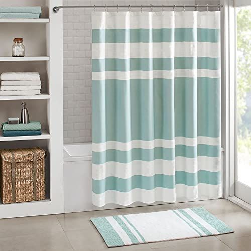 Madison Park Spa Wafel Douchegordijn - Aqua - 182,9 x 182,9 cm