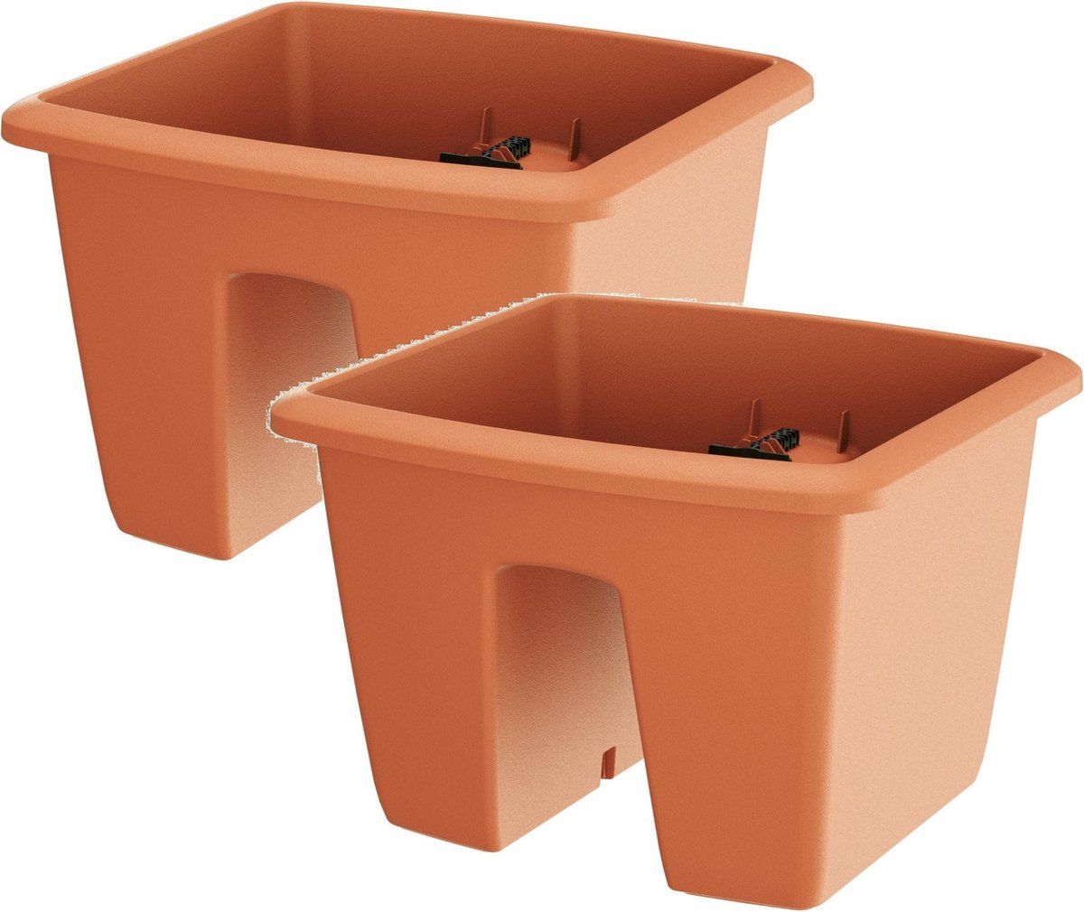 Prosperplast 4x Kunststof balkon plantenpotten/bloempotten terracotta 29 cm