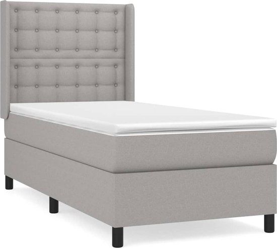 vidaXL Boxspring met matras stof lichtgrijs 90x190 cm