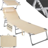 tectake Ligbed Zonnestoel - 4 standen, inklapbaar - beige - 68 x 190 x 28 cm