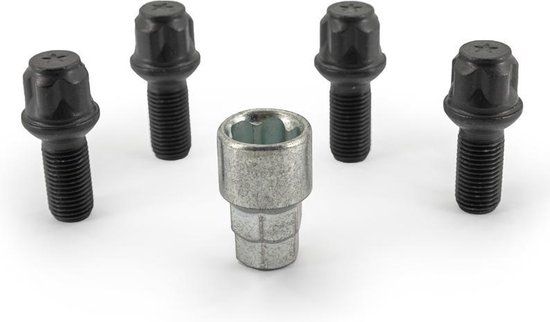 H&R Wielslotenset R13 M14x1.50x27mm - Bolconisch Zwart - 4 slotbouten incl. adapter