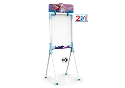 Chicos Rekbaar 2-in-1 kinderbord met markeerstift, krijt, gum en sjabloon "Die Eiskönigin II", vanaf 3 jaar, blauw, 37 x 32,5 x 98 cm (speelgoedfabriek 53039)