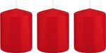 Trend Candles Bougie cylindrique/bougie tronc - 3x - rouge - 6 x 8 cm - 29 heures de combustion