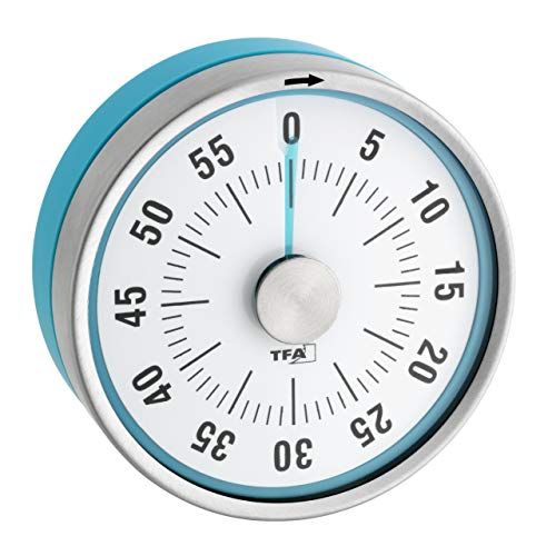 TFA Puck keukentimer, eierwekker magnetisch, timer, met weergave van resterende tijd, 0-60 minuten, turquoise, 38.1028.20