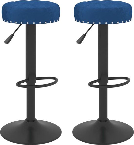 vidaXL Barkrukken 2 st fluweel blauw