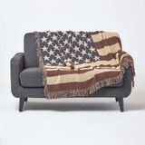 Homescapes Stars & Stripes Vintage jacquarddeken - Katoen, 125x150 cm
