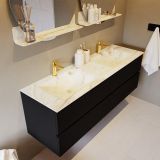 MONDIAZ VICA-DLUX Ensemble de meubles de salle de bain - 150cm - meuble bas urbain - 4 tiroirs - lavabo encastré cloud double - 2 trous de robinet - version haute 60cm - frape VDX150Urb4LD2Fra-XL60