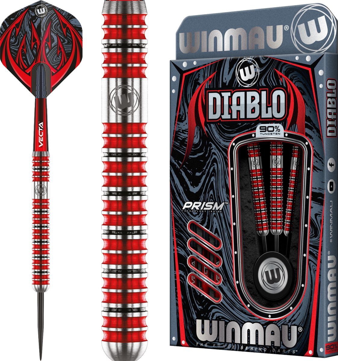 WINMAU - Diablo (Parallel) Steeltip Tungsten Dartpijlen Professioneel - 24g