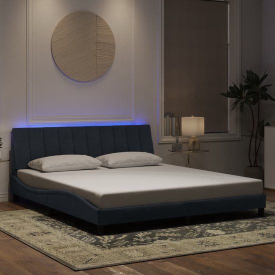 vidaXL Bedframe met LED Donkergrijs Fluweel 180x200 cm