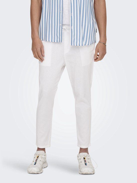 ONLY & SONS ONSLINUS Tapered Fit Trousers - Bright White