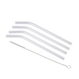 Homéa Set van 4 herbruikbare glazen rietjes, 18 cm + borstel