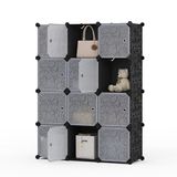 Mondeer 12 kubusopbergkasten, 30 x 30 cm, kubuskast met deur, doe-het-zelf draagbare stapelbare kledingkast voor schoenen, speelgoed, boeken, slaapkamer, kantoor, hal, woonkamer, zwart en wit