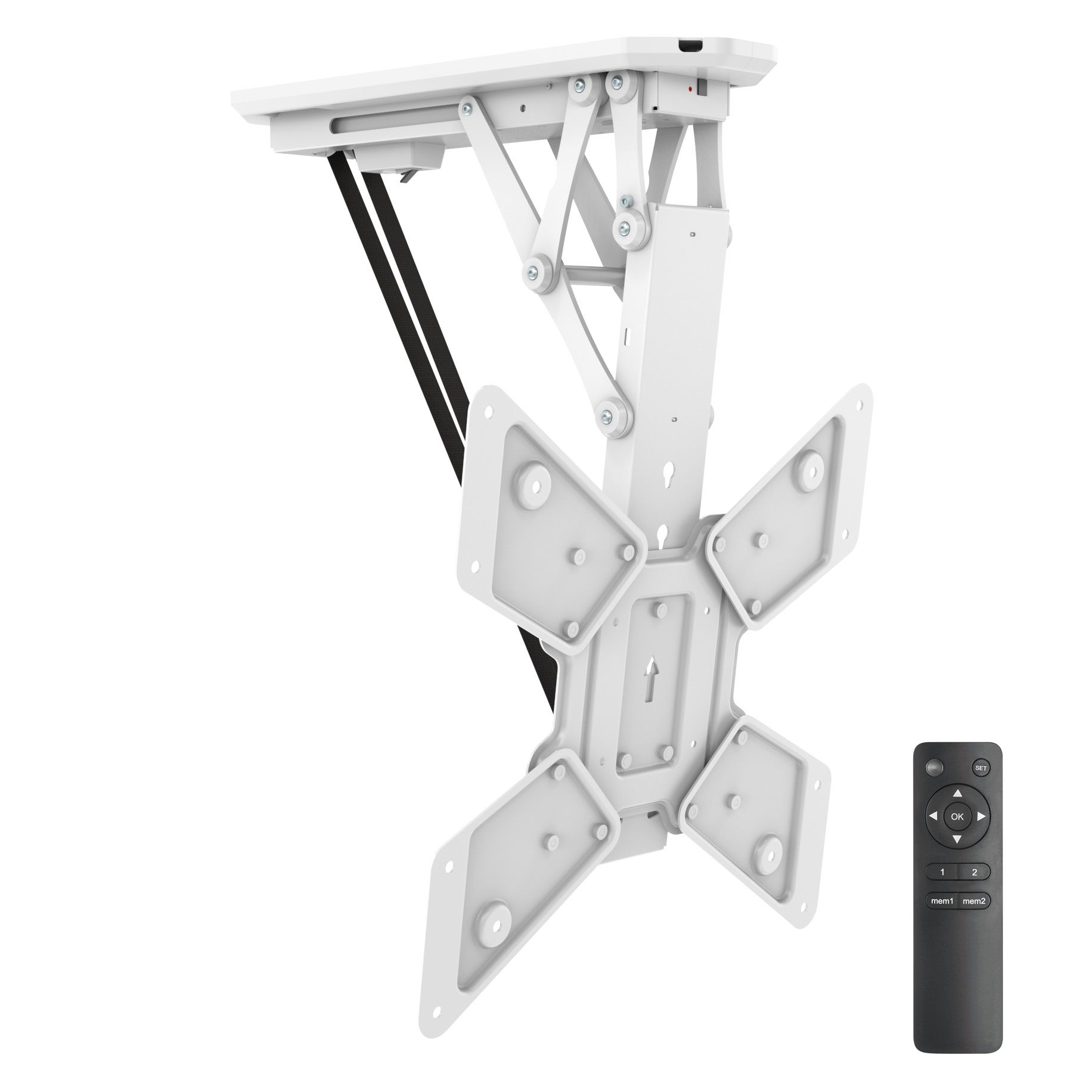 myWALL premium plafondbeugel voor schermen tot 55 inch / inklapbaar met motor / wit