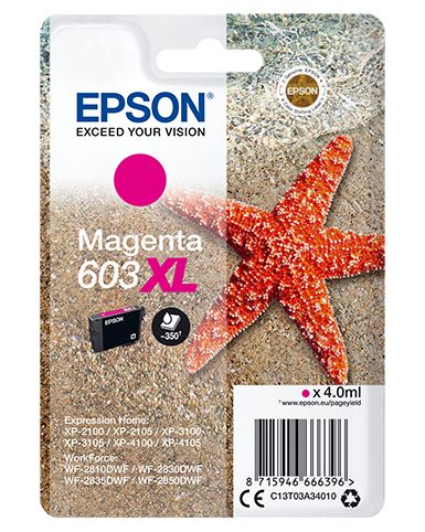 Epson 603XL Magenta Ink Cartridge - Original - High Yield - Compatible with Epson Expression Home/WorkForce Printers
