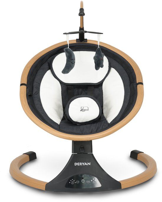 DERYAN Baby Elektrische Wipstoel - Schommelstoel - Hout look - Bluetoothfunctie, Speaker en Afstandsbediening