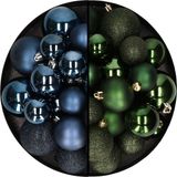 Kaemingk B.V. Boules de Noël 60 pièces - mélange vert foncé/bleu foncé - 4-5-6 cm - plastique
