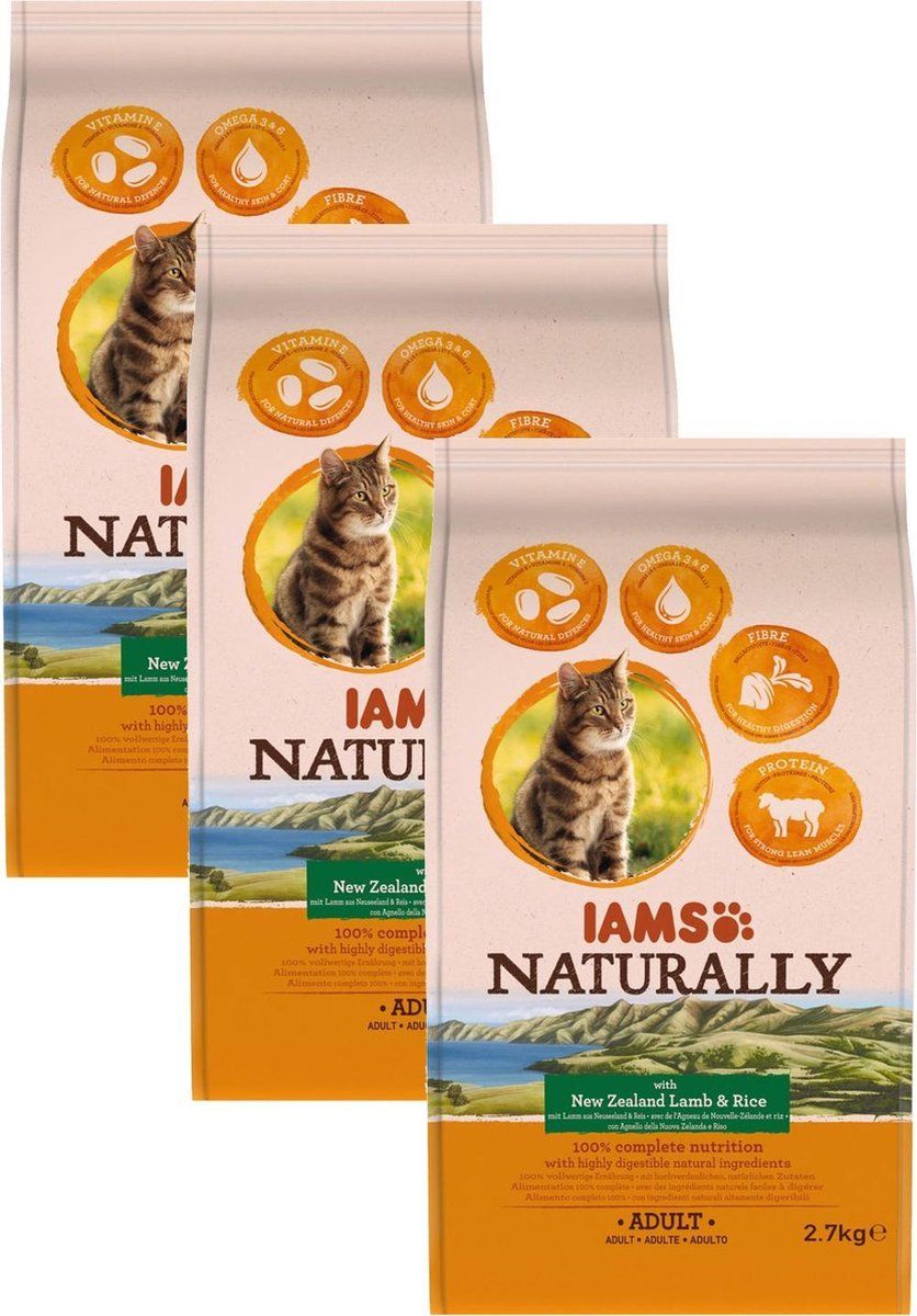 Iams Naturally Kat Adult New Sealand Lam & Rijst 2,7 kg