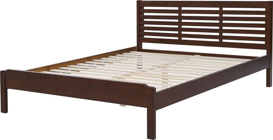 CARNAC - Tweepersoonsbed - Donker hout - 160 x 200 cm - Rubberhout