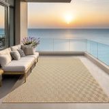 the carpet Kansas – robuust in- & outdoor vloerkleed, weerbestendig & slijtvast, ruitpatroon naturel 80 x 150 cm
