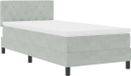 vidaXL Lit boxspring avec matelas et éclairage LED, gris clair, 90 x 200 cm, velours