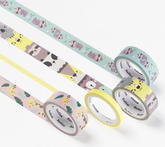 Folia Decoratie plakband Washi-Tape 'HOTFOIL WILDLIFE', set van 4