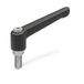Ganter Normelemente GN 300.1-45-M4-20-SW verstelbare klemhendel met roestvrijstalen schroefdraad, structuurmat, zwart, schroefdraad: M4x20mm