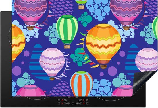 KitchenYeah® Inductie beschermer 77x51 cm - Luchtballon - Regenboog - Inductiebeschermer