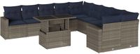 vidaXL 11-delige tuinbankset met kussens, grijs, polyrotan
