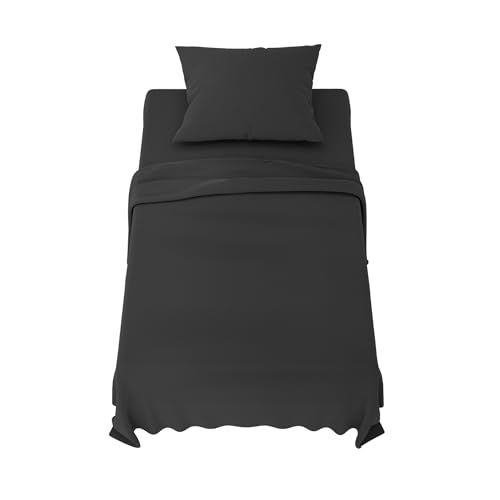 Dreamzie beddengoedset 90x190 cm - 3 stuks microvezel - hoeslaken 90x190 cm - eenpersoons onderlaken 70x260 cm - 1 kussensloop 65x65 - Oeko Tex gecertificeerd - donkergrijs