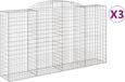 vidaXL Gabions - 3 pieces - arched - 300x50x160/180 cm - iron