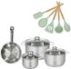 Fackelmann Etherna Set Poêle 20 cm et 3 Casseroles 16/20/24 cm avec 5 ustensiles de cuisine OCEAN
