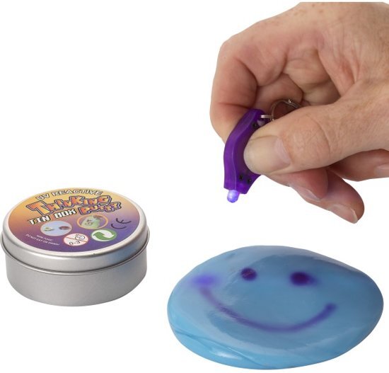 Smiffys Intelligent Thinking Putty - verandert van kleur bij UV licht - inclusief lampje - Kneedklei - Silly Speelgoed