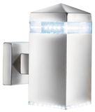 Searchlight India - Buiten wandverlichting - 8 x 18 cm - 2W LED incl. - IP44 - Satijn zilver