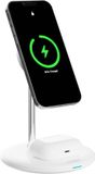 CHEROY PowerDuo Chargeur sans fil 2-en-1 - Station de charge Qi 15W - Compatible MagSafe - Smartphone et écouteurs - Blanc