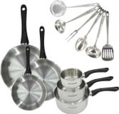 Fackelmann Geneva Set de cuisine, 12 pièces, Acier inoxydable, Induction