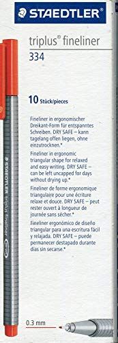 Staedtler 334 Triplus Fineliner - 0.3mm - Red - Pack of 10