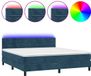 vidaXL Boxspring met matras en LED fluweel donkerblauw 160x200 cm