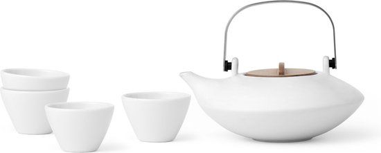 Viva Scandinavia Pure Thee Set - Theepot met 2 mokjes - 370 ml - Wit