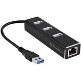 Silverstone SST-EP04 3-Port USB 3.0 Hub mit Gigabit Ethernet - schwarz