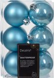 Decoris Kerstballen - 24 stuks - 6 cm - Kunststof - IJsblauw / Suiker Blauw
