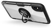 Samsung Galaxy A10 (A105F) Housse de téléphone premium, carbone, transparent. Housse discrète avec anneau rotatif, support/support à 360 degrés, magnétique, adapté à une utilisation en extérieur
