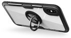 Samsung Galaxy A10 (A105F) Housse de téléphone premium, carbone, transparent. Housse discrète avec anneau rotatif, support/support à 360 degrés, magnétique, adapté à une utilisation en extérieur