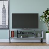 Hanah Home Stijlvolle tv-standaard met wandmontage-optie, wit & antraciet, 120 x 25 x 46,6 cm