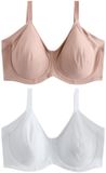 Next - Dames - Set van 2 Ultimate Comfort onderarm gladmakende F-K beha's van een katoenmix zonder vulling met beugel - Naturel
