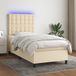 Maison Exclusive - Boxspringbed met matras en LED-verlichting, crème kleur, 100x200 cm, textiel