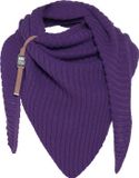 Knit Factory Demy Gebreide Omslagdoek - Driehoek Sjaal Dames - Paarse Wol Acryl - 190x85 cm