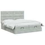 vidaXL Ottoman bed met matras en hoofdeinde, 2 stuks, lichtgrijs, fluweel
