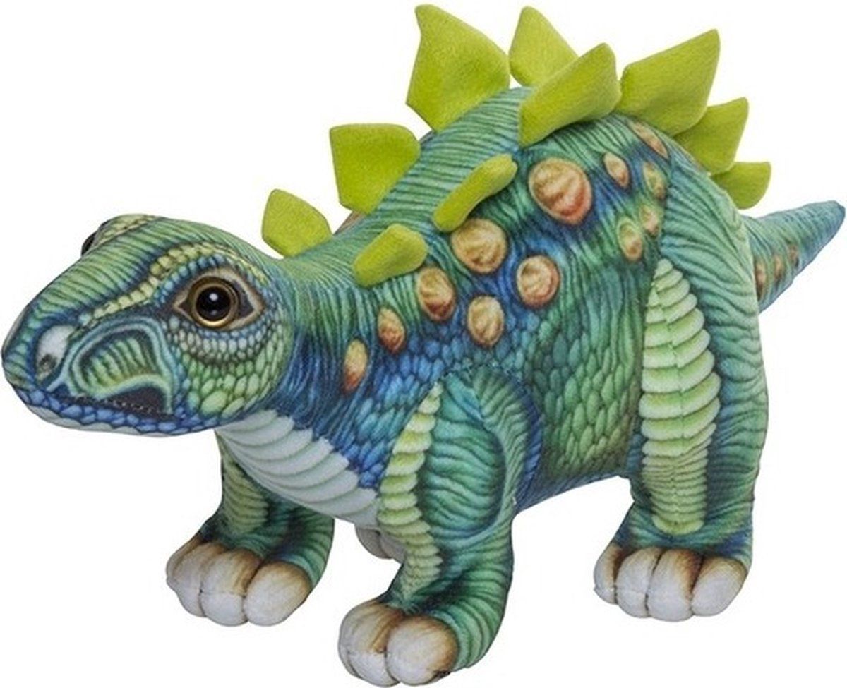 Nature Planet Pluche gekleurde stegosaurus knuffel 30 cm - Stegosaurus dino knuffels - Speelgoed voor baby/kinderen