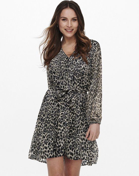 ONLY ONLCERA 3/4 Sleeve Dress Women - Size S - Pumice Stone AOP:LEONORA