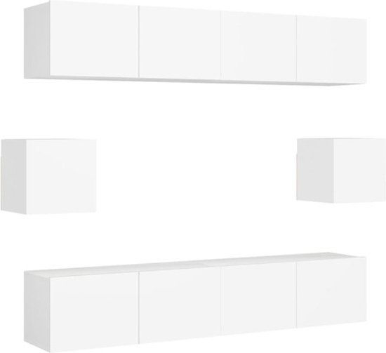 vidaXL 6-delige Tv-meubelset bewerkt hout wit